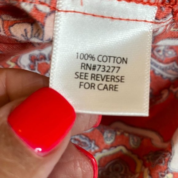 Croft & Barrow Womens Red Relaxed Cotton Top with a Banded Split Neck Size 1X - Picture 4 of 11